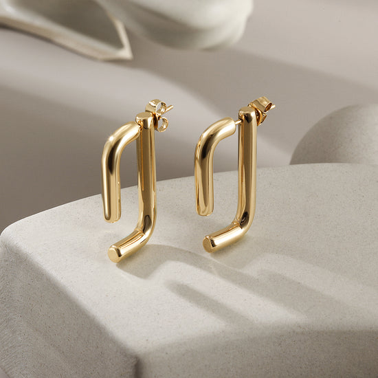 Stainless steel G-shaped earrings-SCE357ST