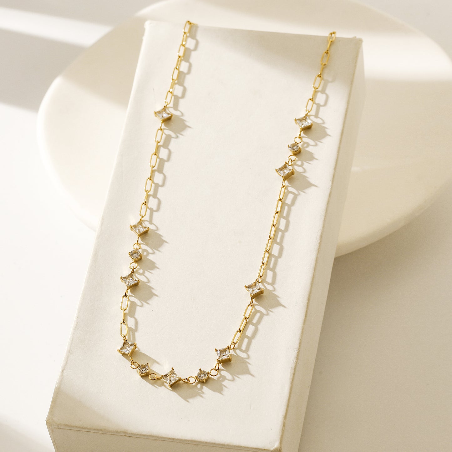 CZ Chain Necklace - NSSN867STGCZD