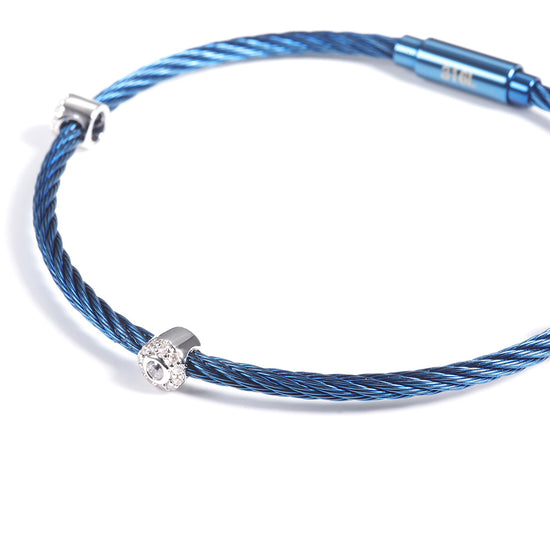 Blue thin strip cable bracelet-NSB1109STBLZD