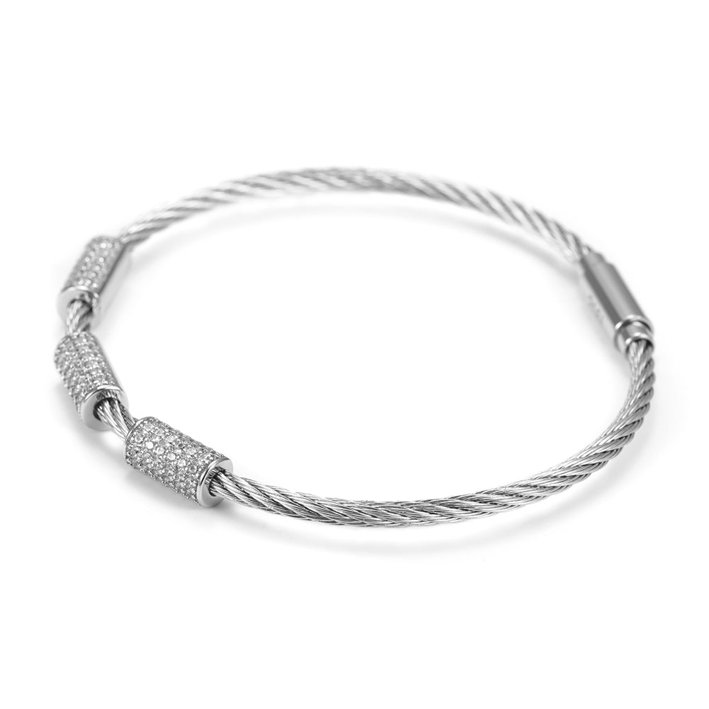 Spiral cylindrical zircon bracelet-NSB1520ST