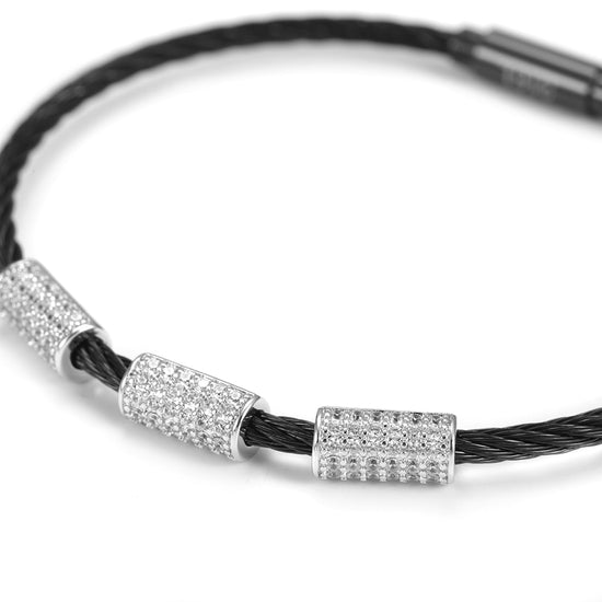 Spiral cylindrical zircon bracelet-NSB1520ST