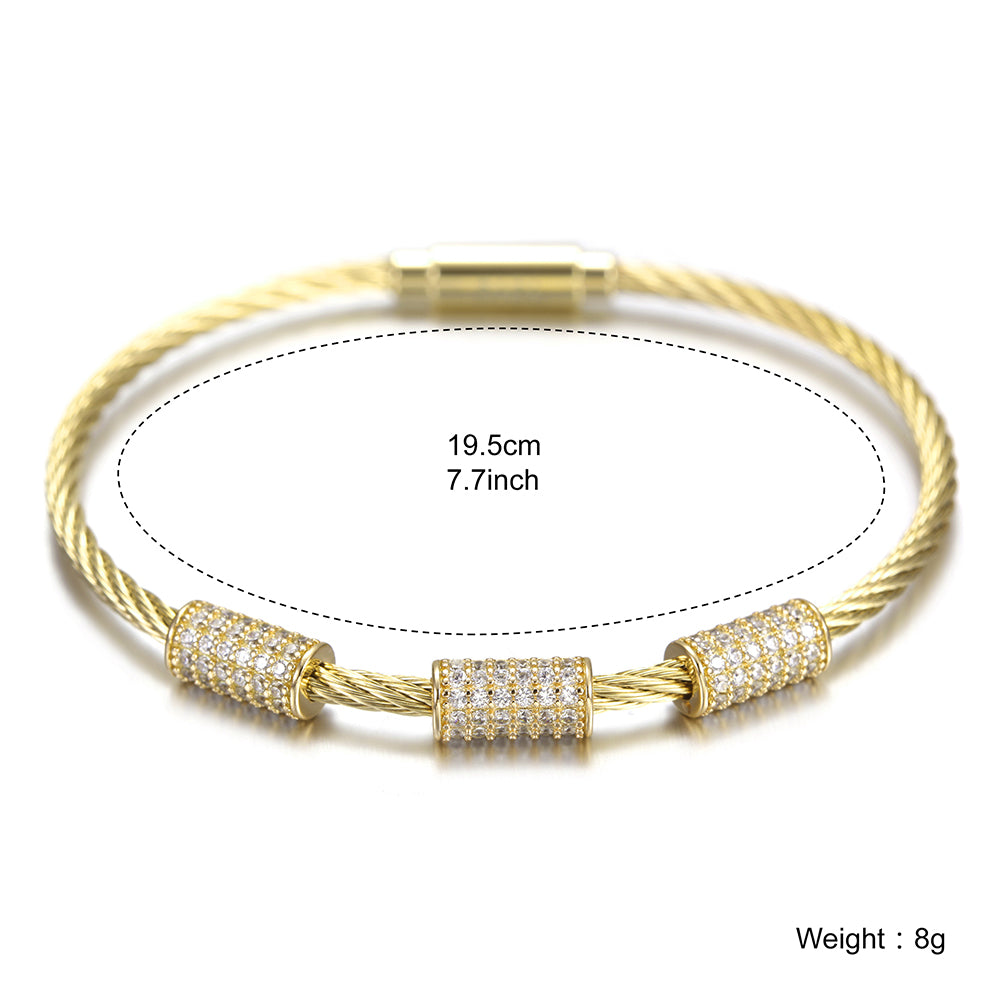 Spiral cylindrical zircon bracelet-NSB1520ST