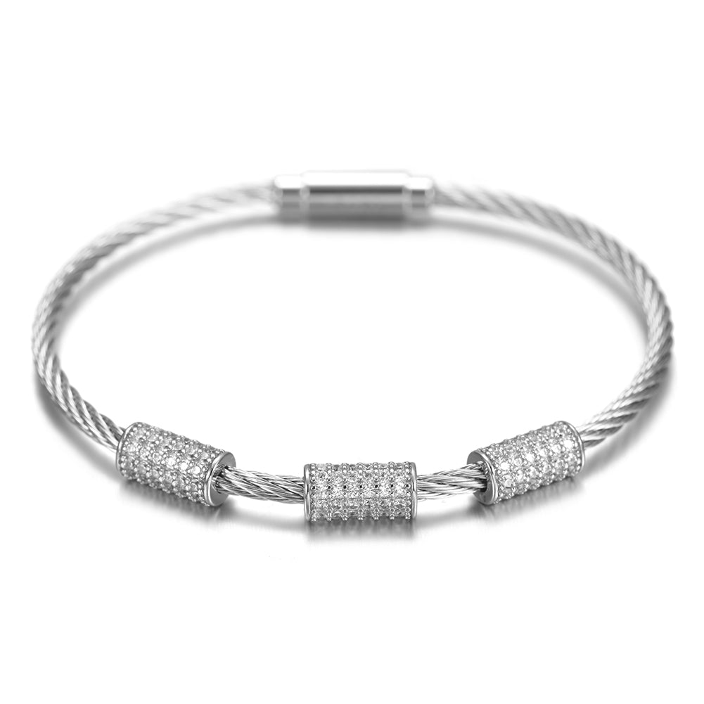 Spiral cylindrical zircon bracelet-NSB1520ST