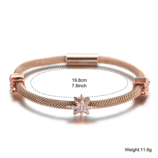 Cable Multi angle Star Bracelet-NSB1529ST