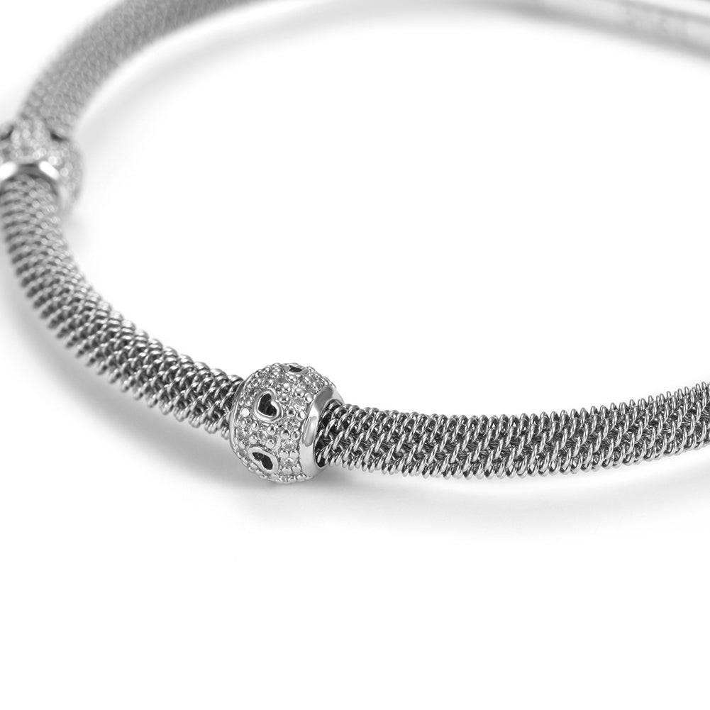 Cable heart-shaped hollow bracelet-NSB1531ST