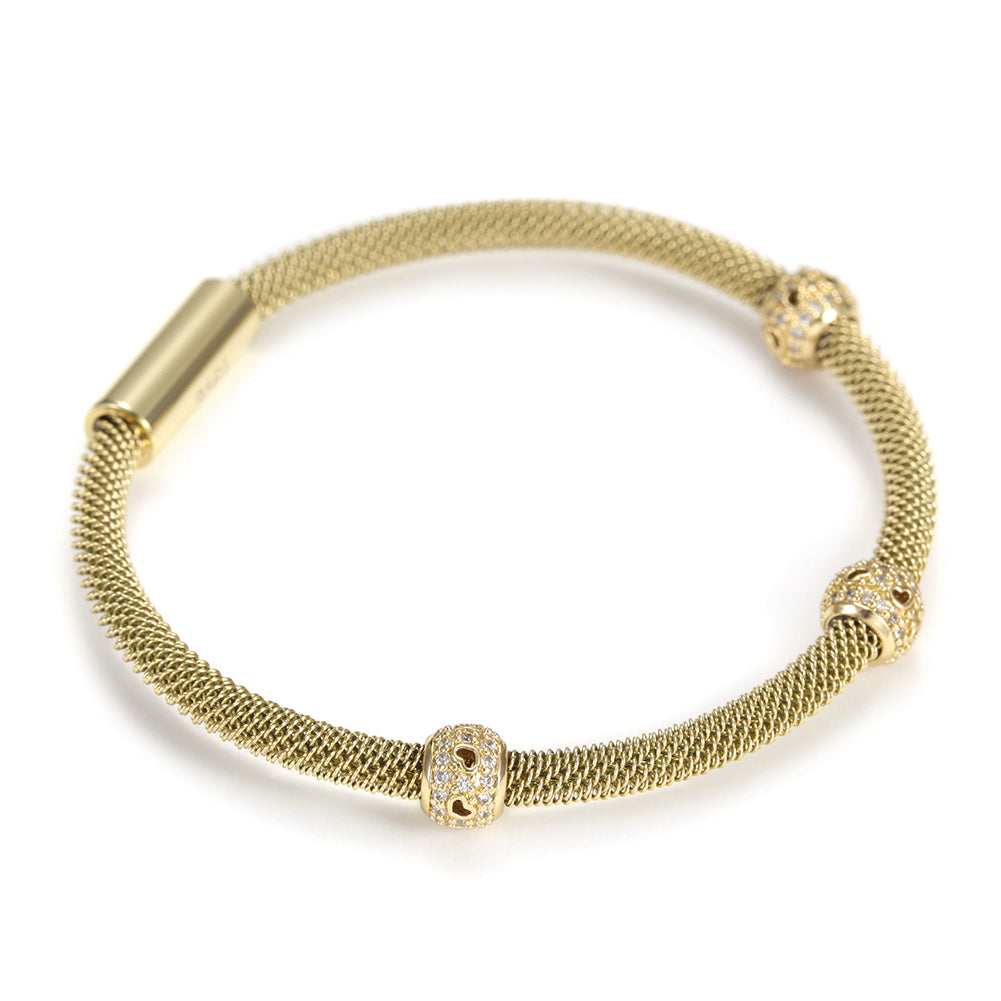 Cable heart-shaped hollow bracelet-NSB1531ST