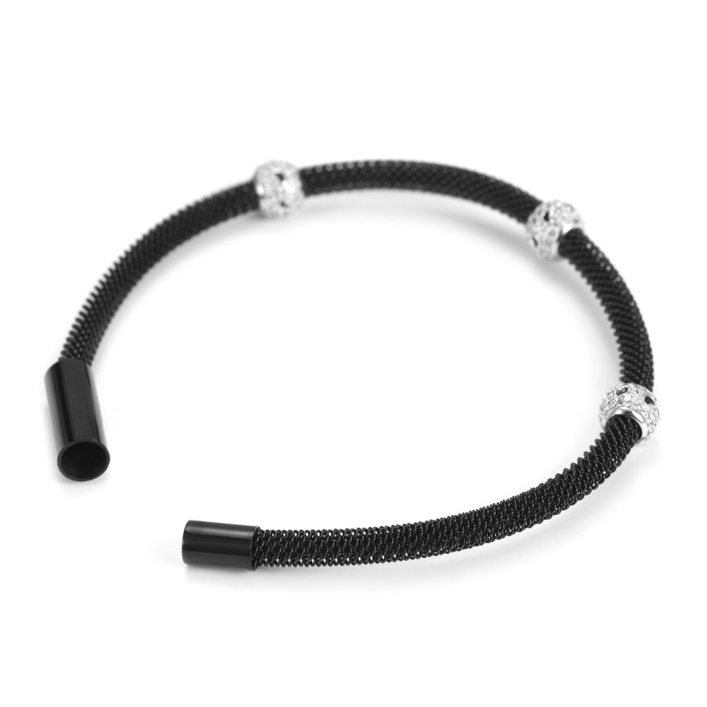 Cable heart-shaped hollow bracelet-NSB1531ST