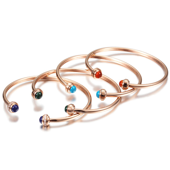 Simple C-shaped gemstone bracelet-NSB1535ST