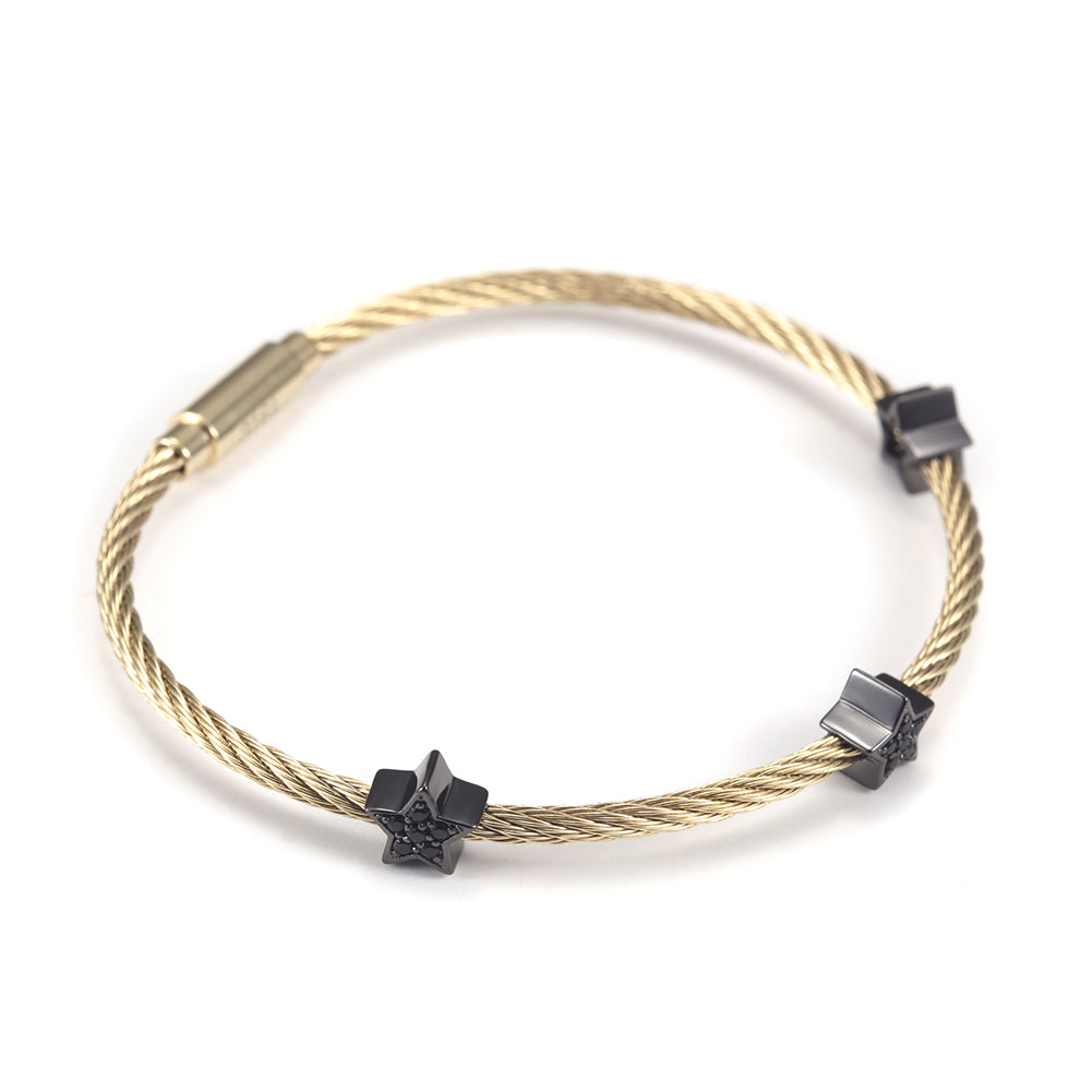 Black pentagram bracelet with cable-NSB1560ST