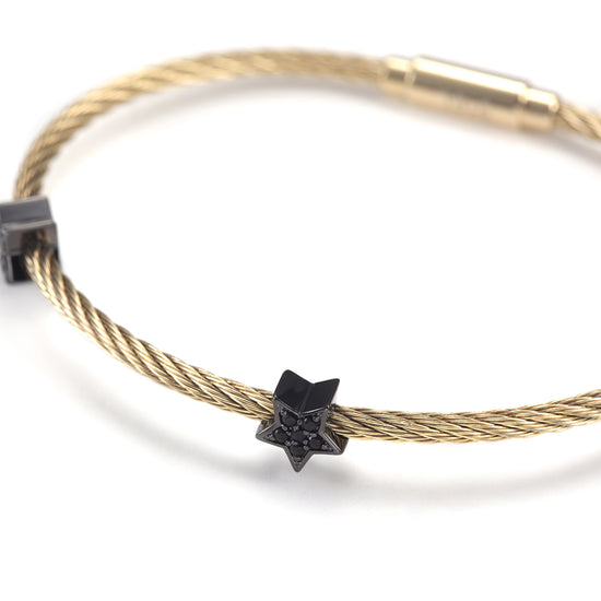 Black pentagram bracelet with cable-NSB1560ST