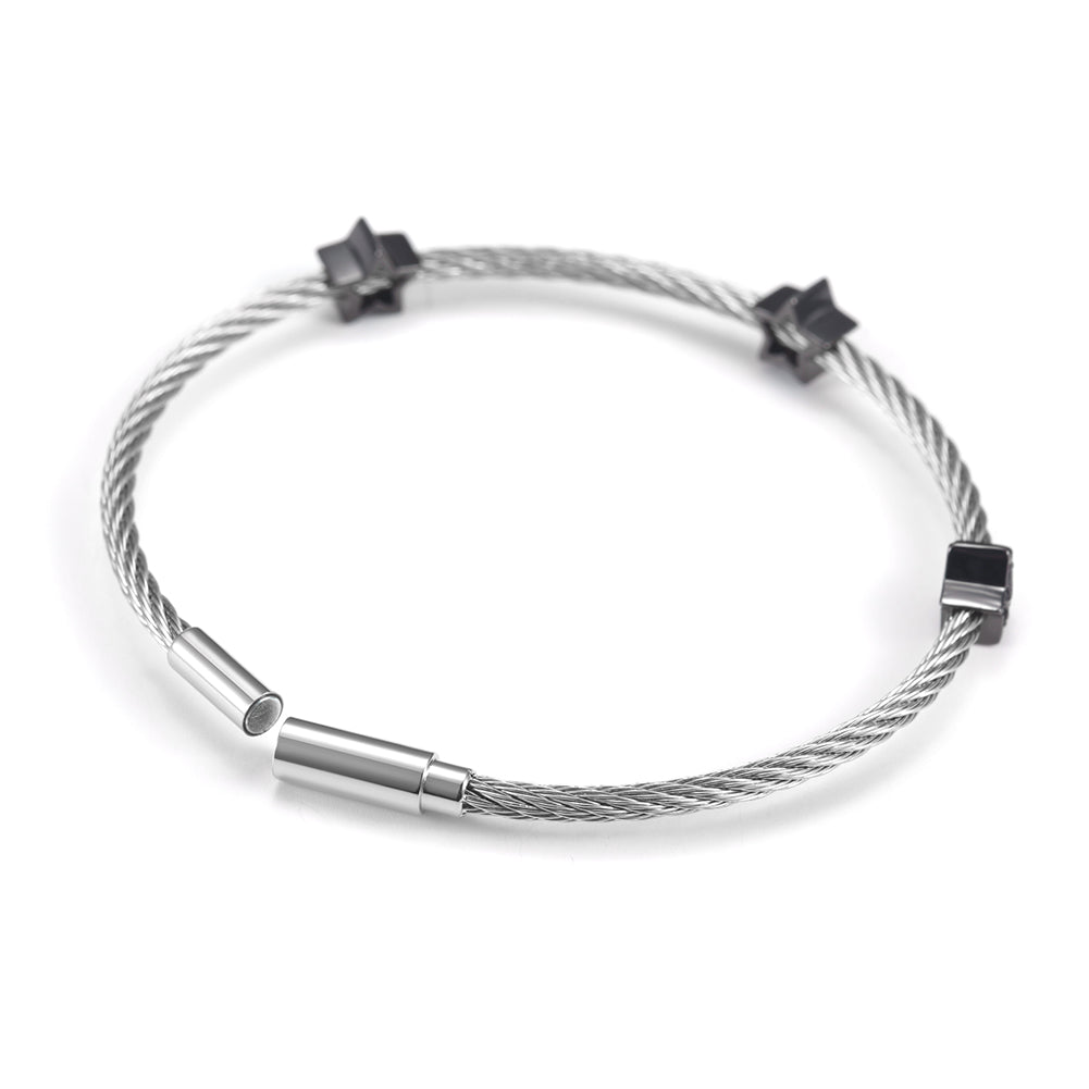 Black pentagram bracelet with cable-NSB1560ST