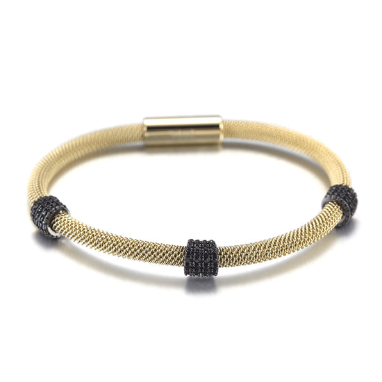 Black small circular bracelet-NSB1563ST