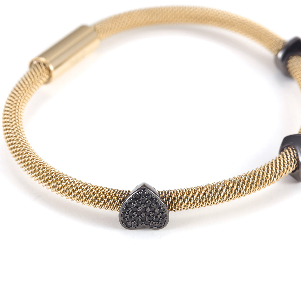 Cable Black heart-shaped bracelet-NSB1565ST