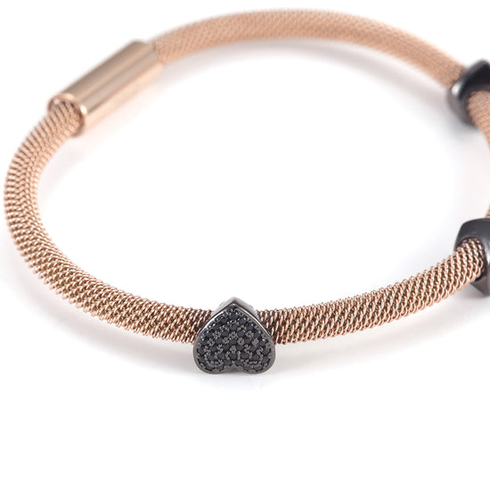 Cable Black heart-shaped bracelet-NSB1565ST