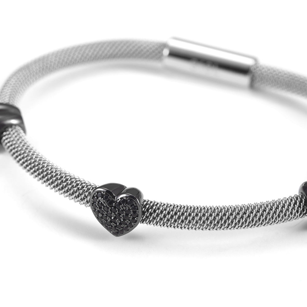 Cable Black heart-shaped bracelet-NSB1565ST