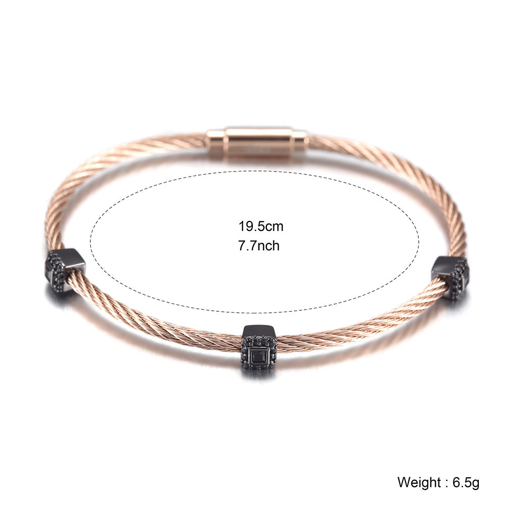 Cable Twisted Circle Bracelet-NSB1566ST