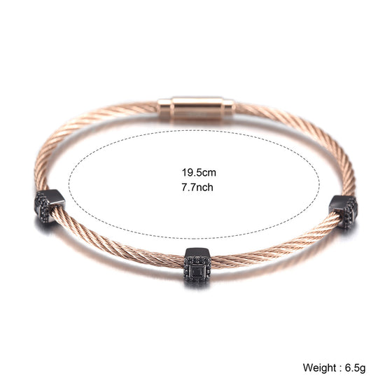 Cable Twisted Circle Bracelet-NSB1566ST