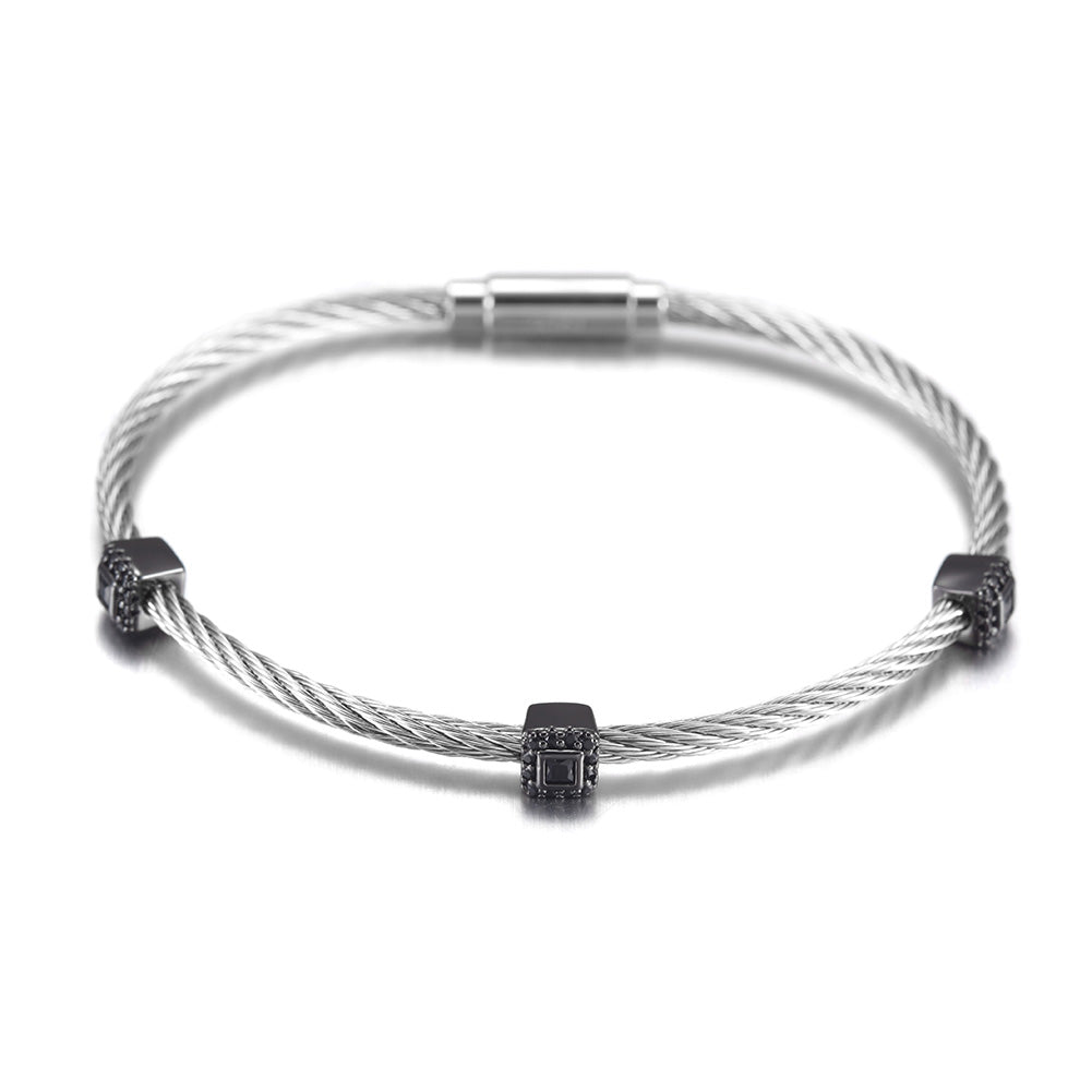 Cable Twisted Circle Bracelet-NSB1566ST