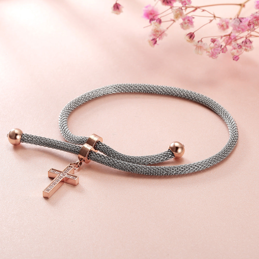 Cross zircon bracelet-NSB1567STWGRGZD