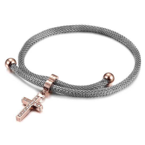 Cross zircon bracelet-NSB1567STWGRGZD