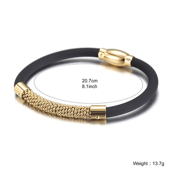 Golden round bead bracelet-NSB1593ST