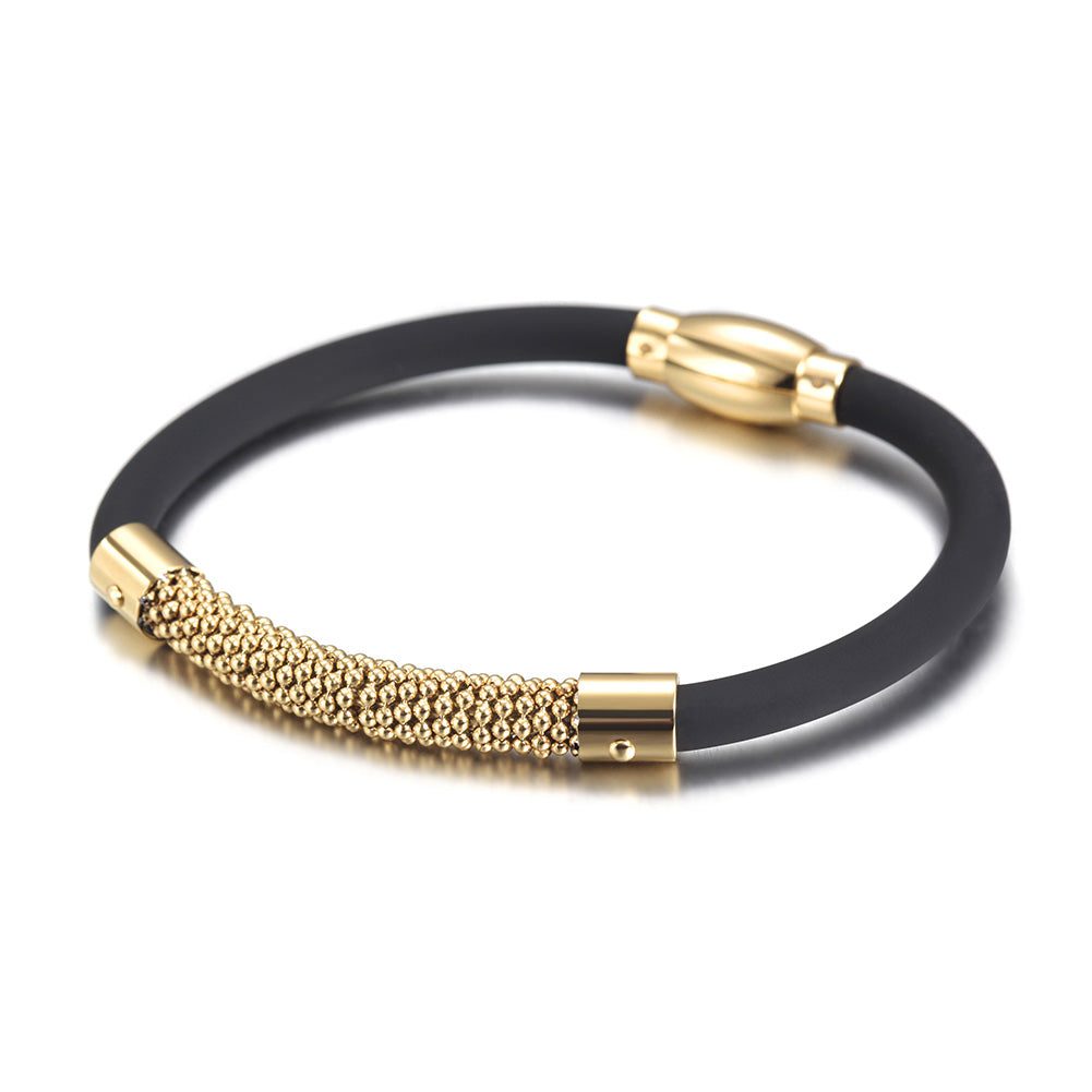 Golden round bead bracelet-NSB1593ST