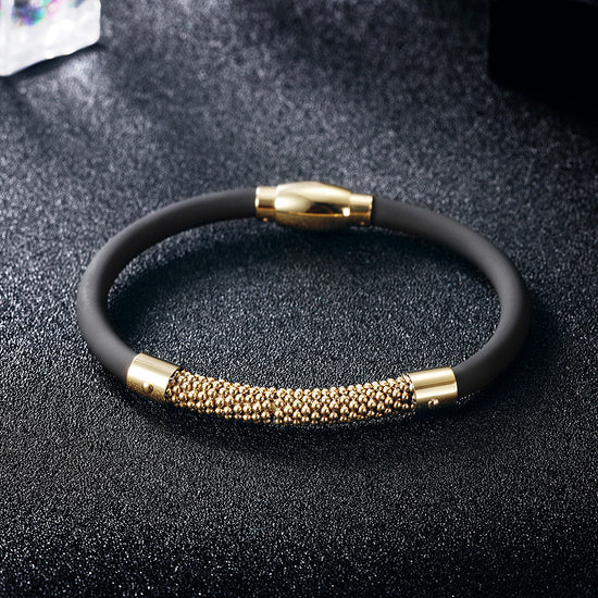 Golden round bead bracelet-NSB1593ST