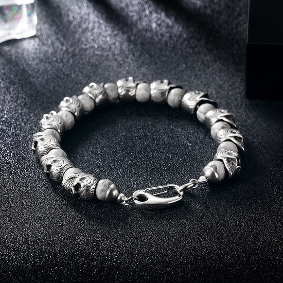 Silver Skull Bracelet-NSB1602ST