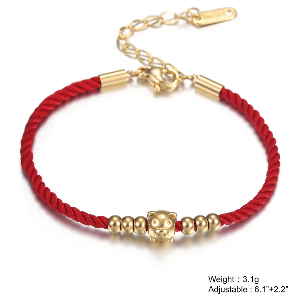 Red cable pig bracelet-NSB1613STGC