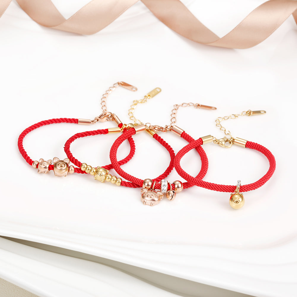 Two Little Pig Red Bracelets-NSB1614STRG