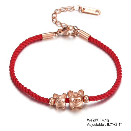 Two Little Pig Red Bracelets-NSB1614STRG