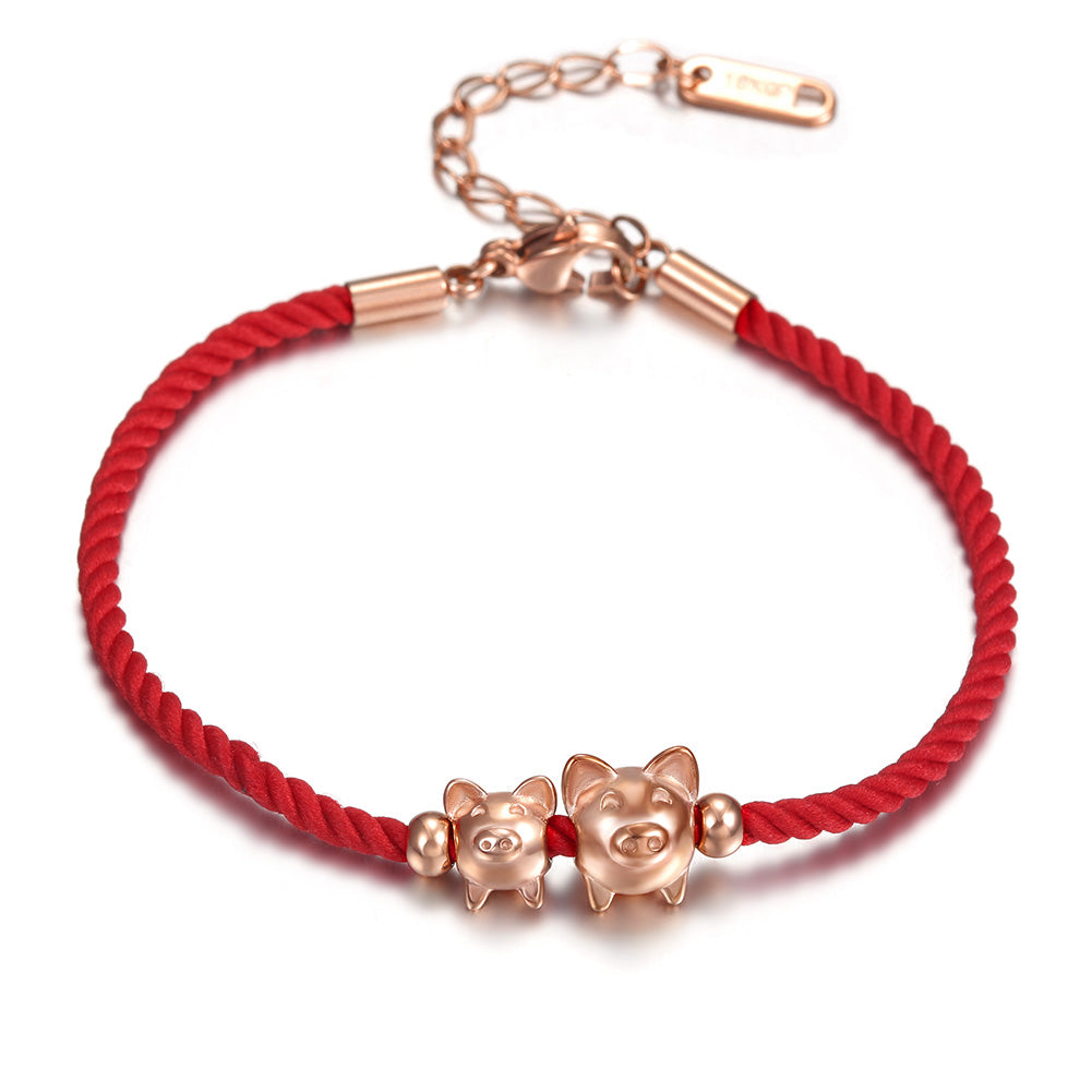 Two Little Pig Red Bracelets-NSB1614STRG