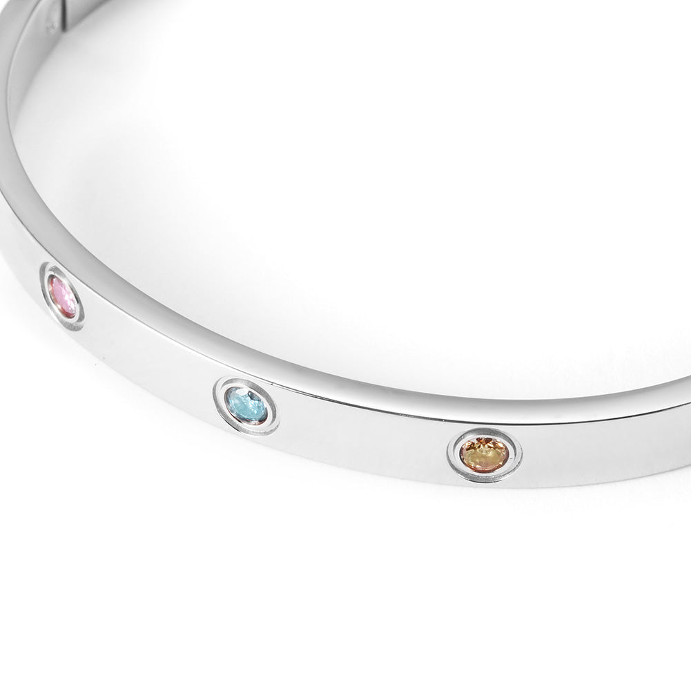 Round colored zircon bracelet-NSB1622ST