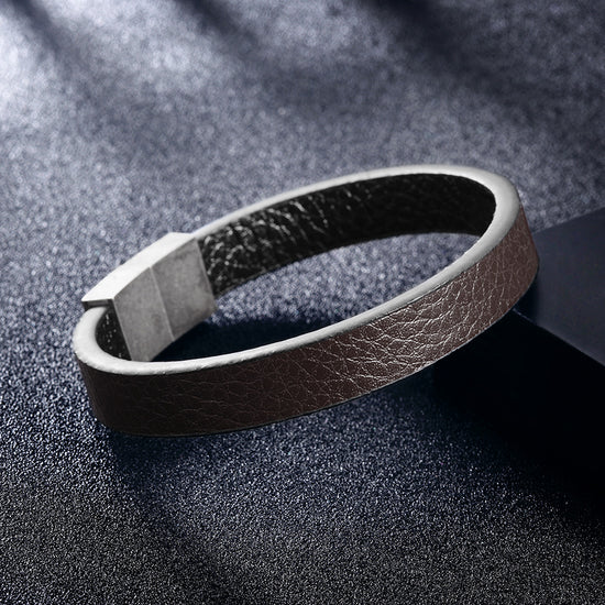 Leather silver buckle bracelet-NSB1648ST