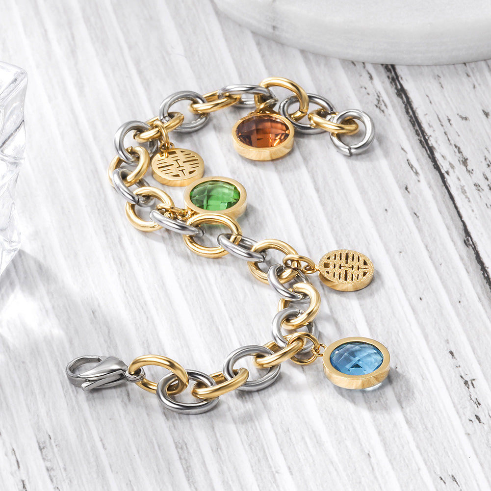 Interlocking multicolored gemstone bracelet-NSB1655ST