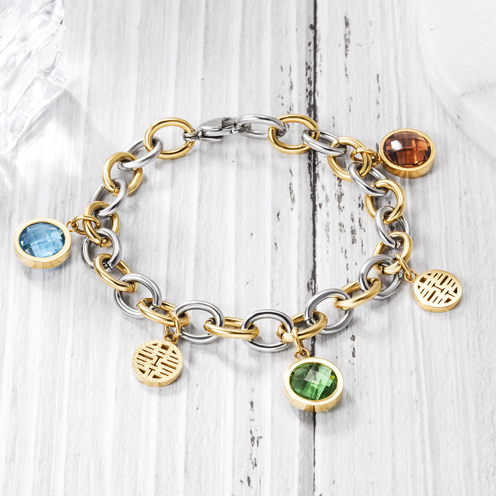 Interlocking multicolored gemstone bracelet-NSB1655ST