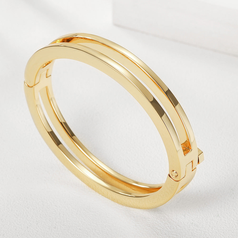 Golden hollow smooth bracelet-NSB1657ST