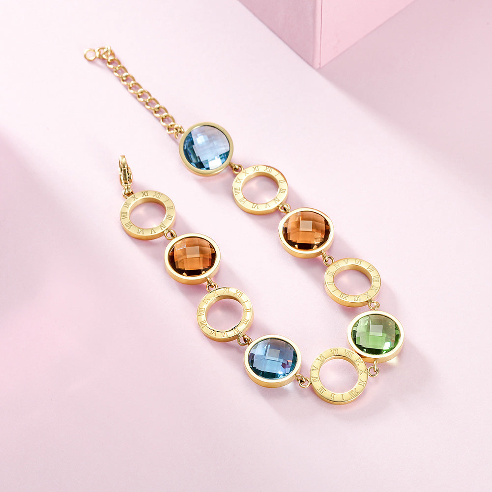 Multi colored circular gemstone bracelet-NSB1665ST