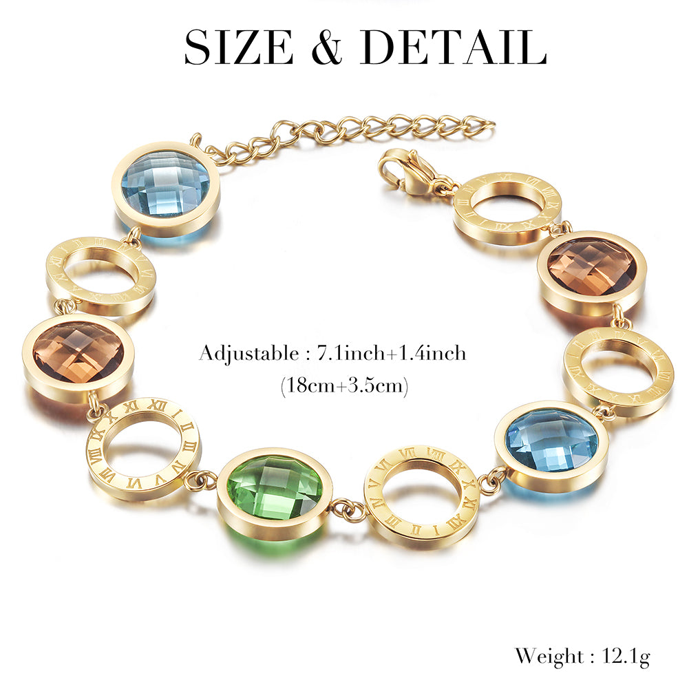 Multi colored circular gemstone bracelet-NSB1665ST