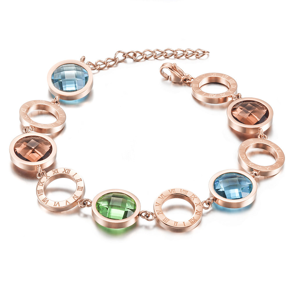 Multi colored circular gemstone bracelet-NSB1665ST