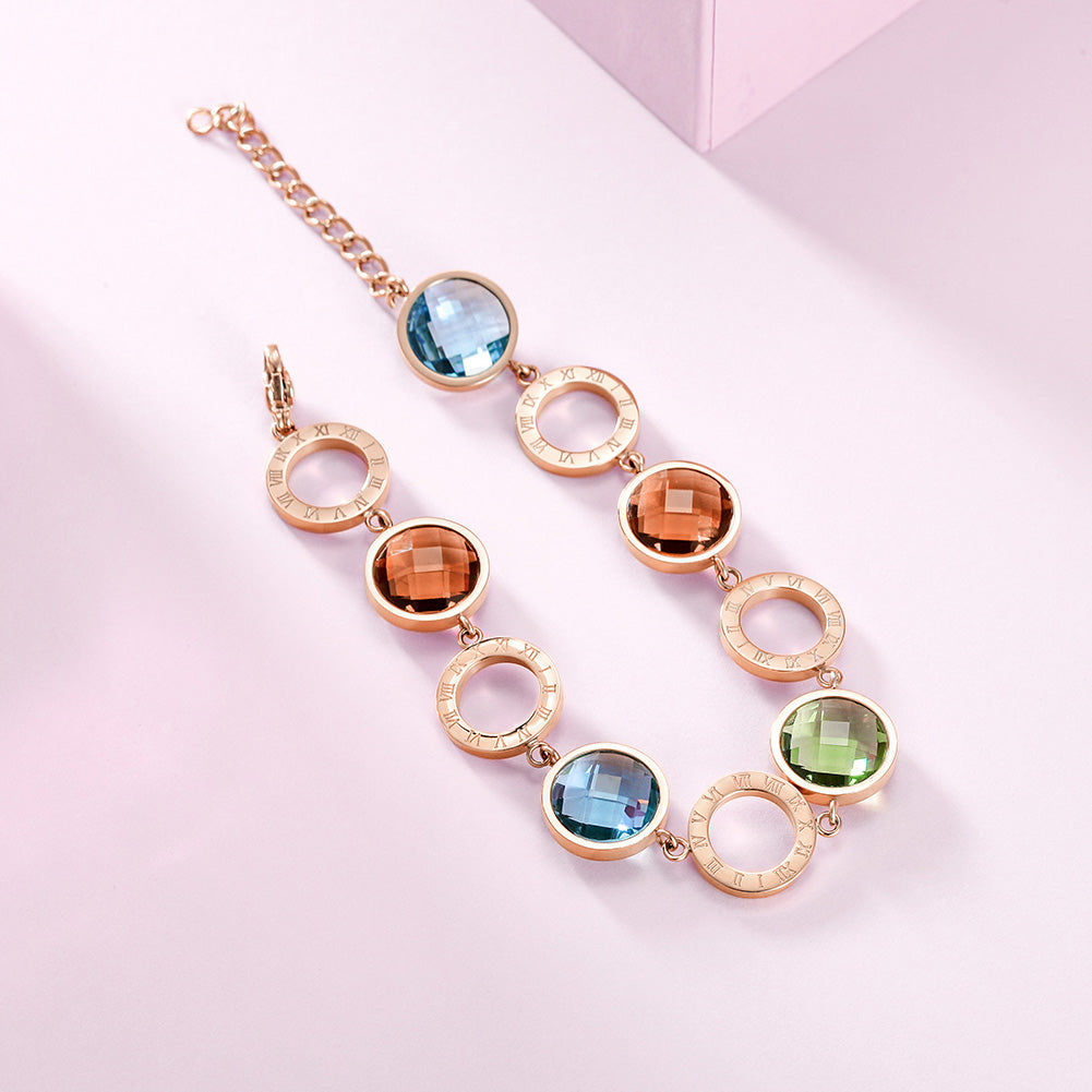 Multi colored circular gemstone bracelet-NSB1665ST