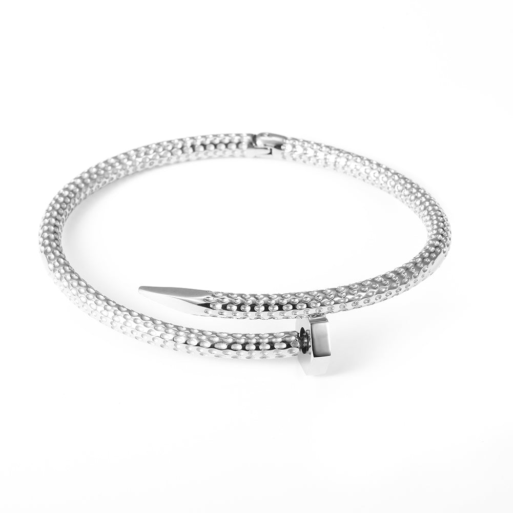 Circular spiral nail bracelet-NSB1677STM