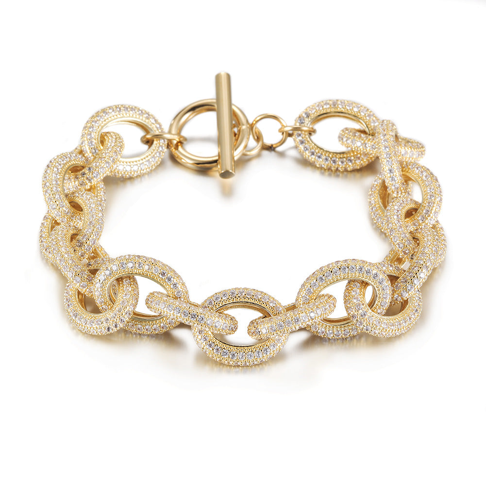 Interlocking full diamond bracelet-NSB1685ST