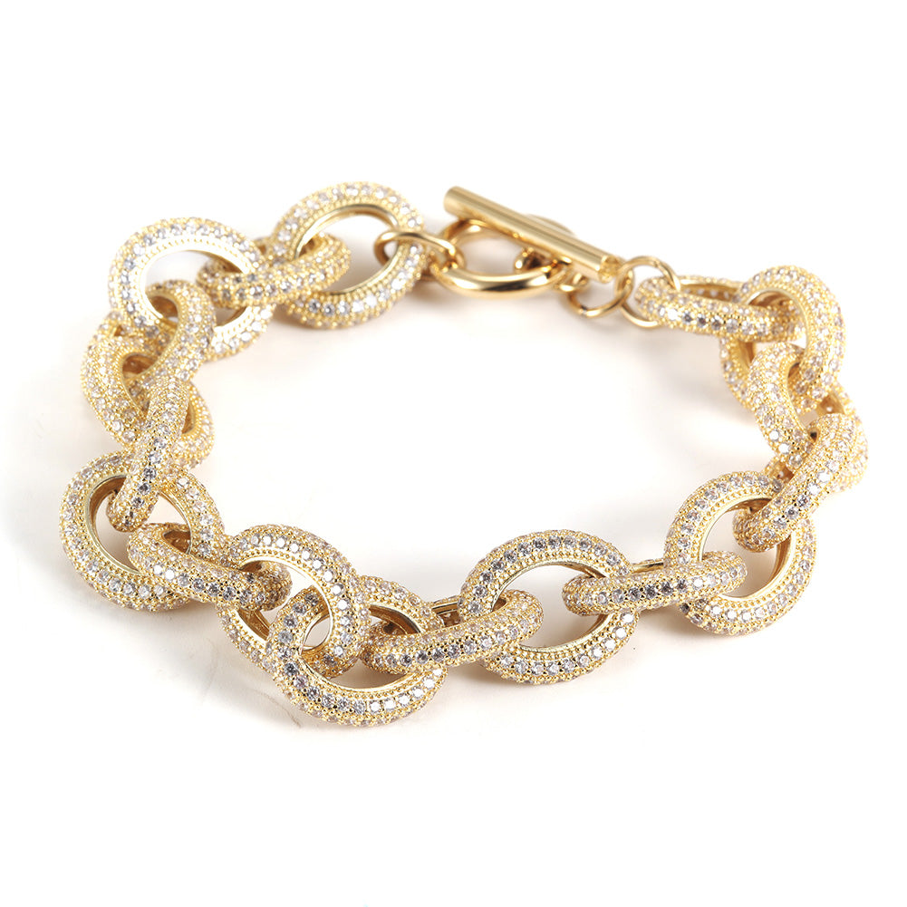 Interlocking full diamond bracelet-NSB1685ST