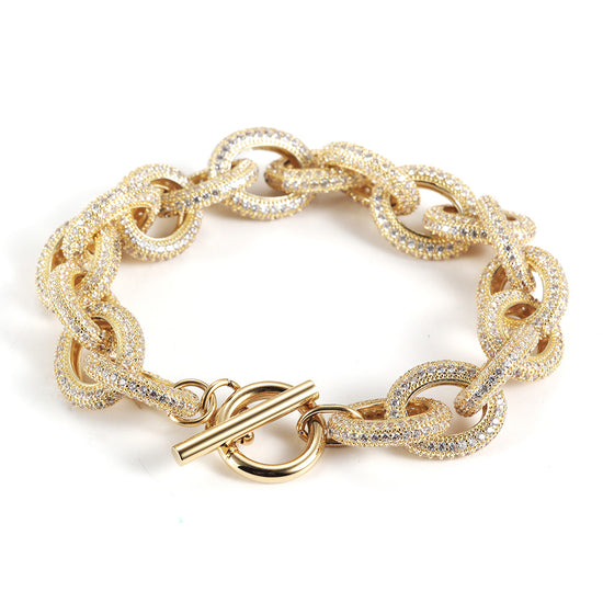 Interlocking full diamond bracelet-NSB1685ST