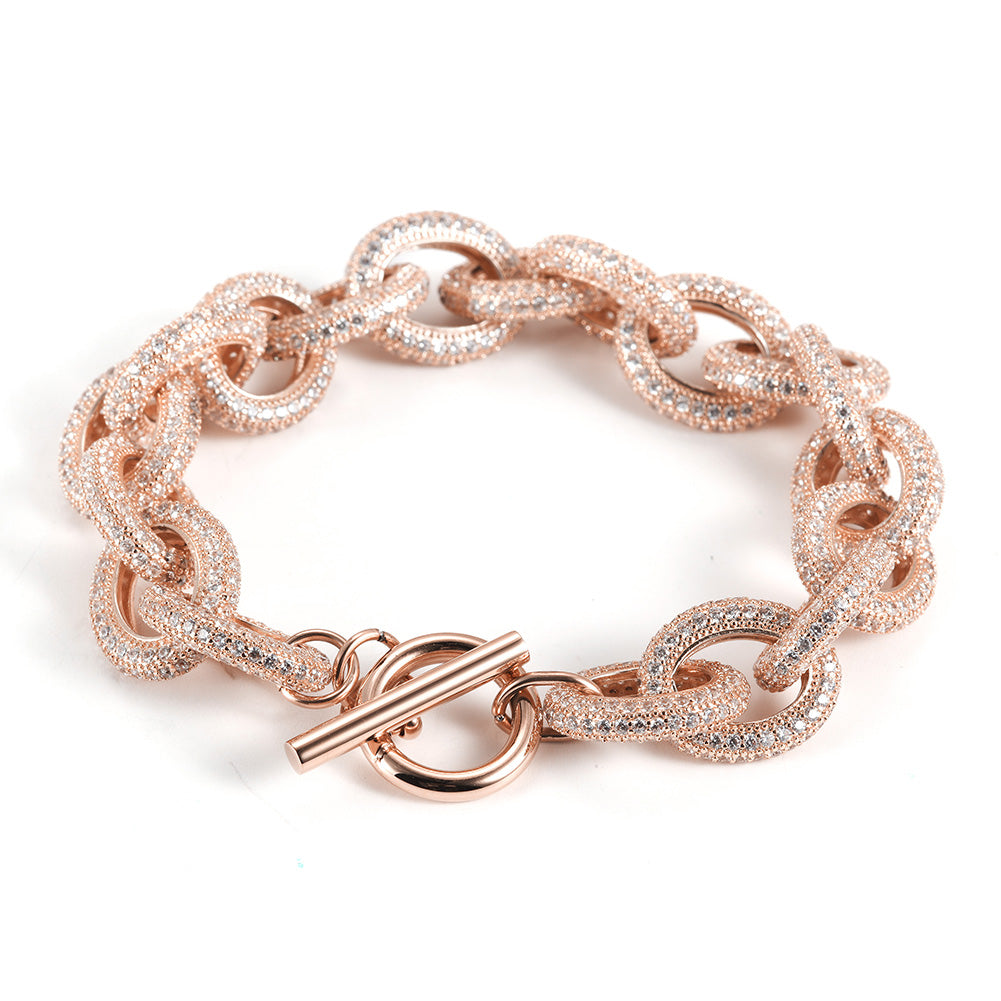 Interlocking full diamond bracelet-NSB1685ST