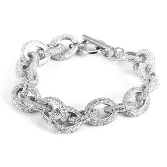 Interlocking full diamond bracelet-NSB1685ST