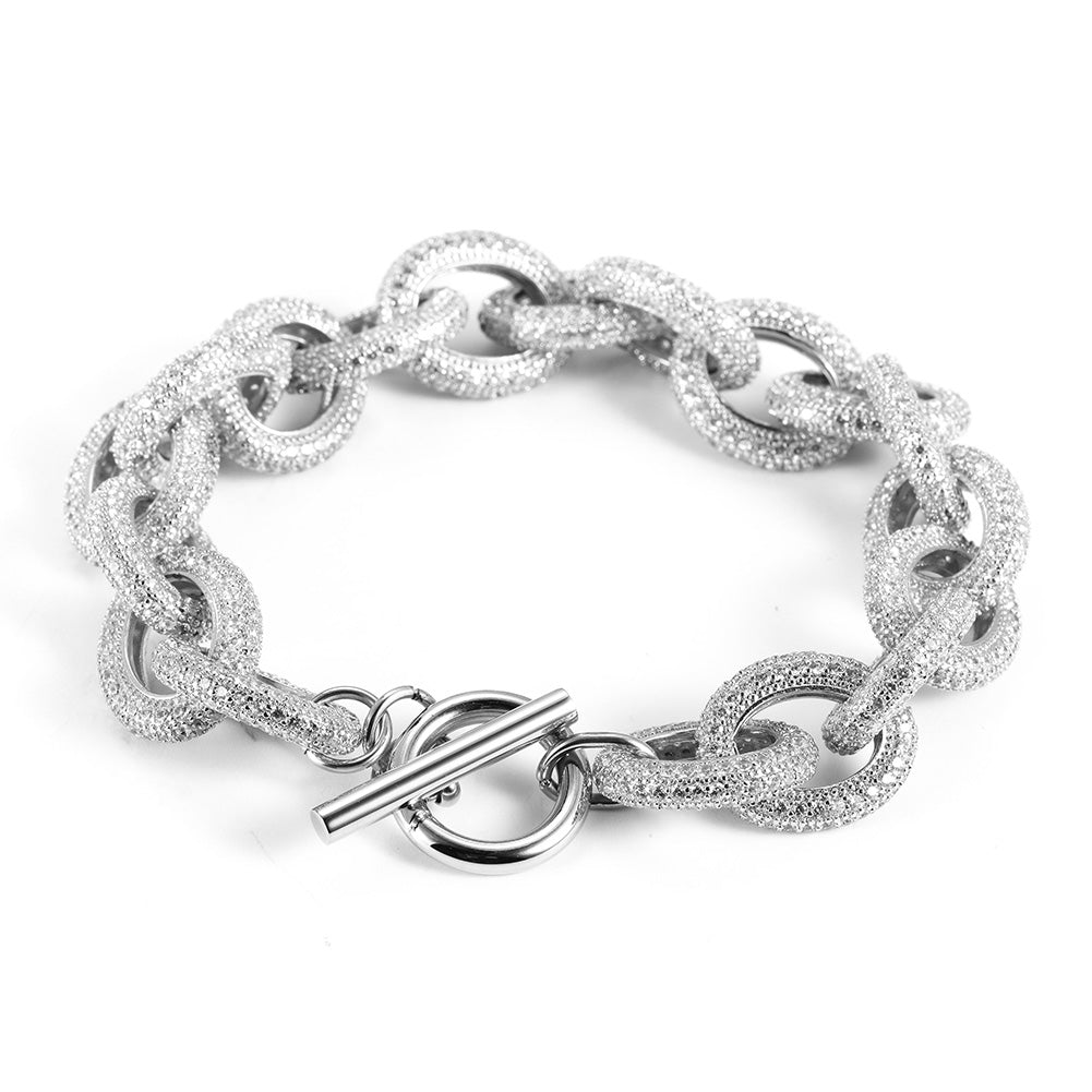 Interlocking full diamond bracelet-NSB1685ST