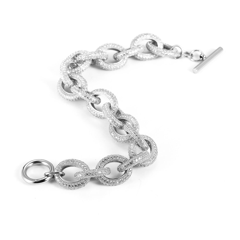 Interlocking full diamond bracelet-NSB1685ST