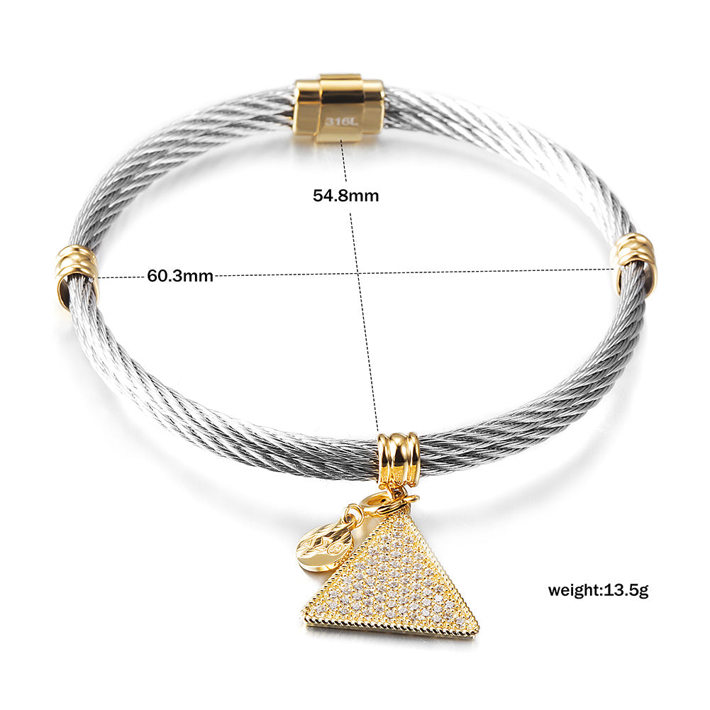 Cable triangle pendant bracelet-NSB1708STL